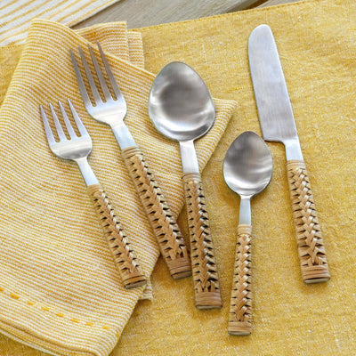 Handwoven Bamboo and Stainless Steel Cutlery Set