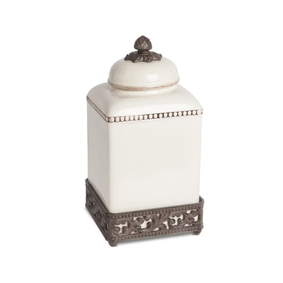 Acanthus Stoneware Square Canister, 13.5