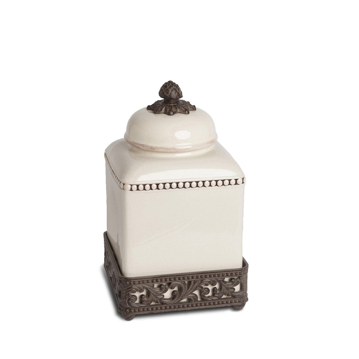Acanthus Stoneware Square Canister, 12