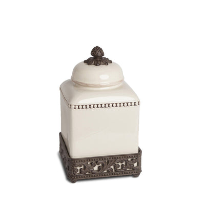 Acanthus Stoneware Square Canister, 12