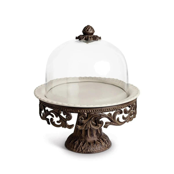 Acanthus Stoneware Cake Pedestal with Dome - Gifts for You 'n Me