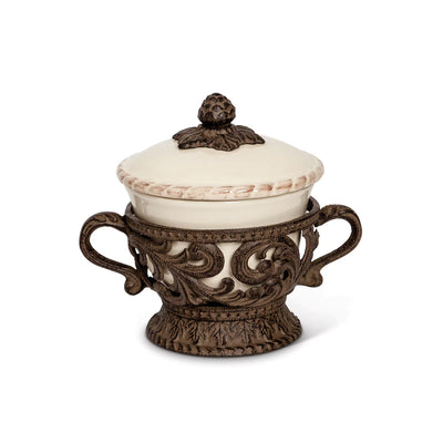 Acanthus Stoneware Covered Bowl