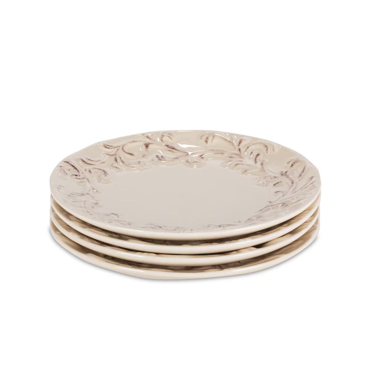 Acanthus Stoneware Dinner Plates, Set of 4