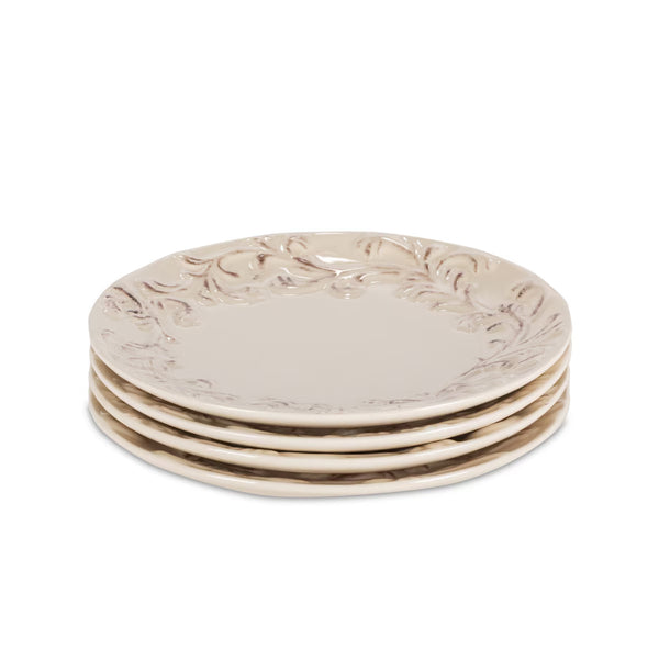Acanthus Stoneware Dinner Plates, Set of 4