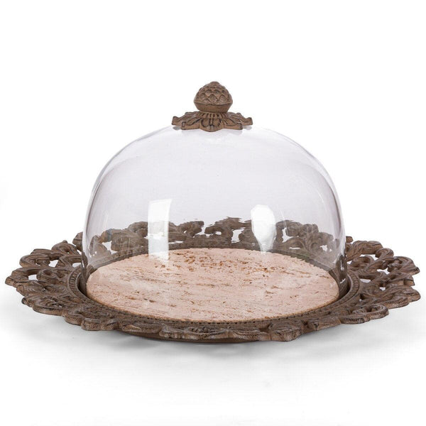 Acanthus Marble Cake Plate with Dome