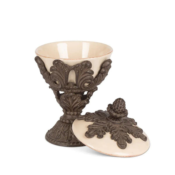 Acanthus Stoneware Lidded Nut Bowl - Gifts for You 'n Me