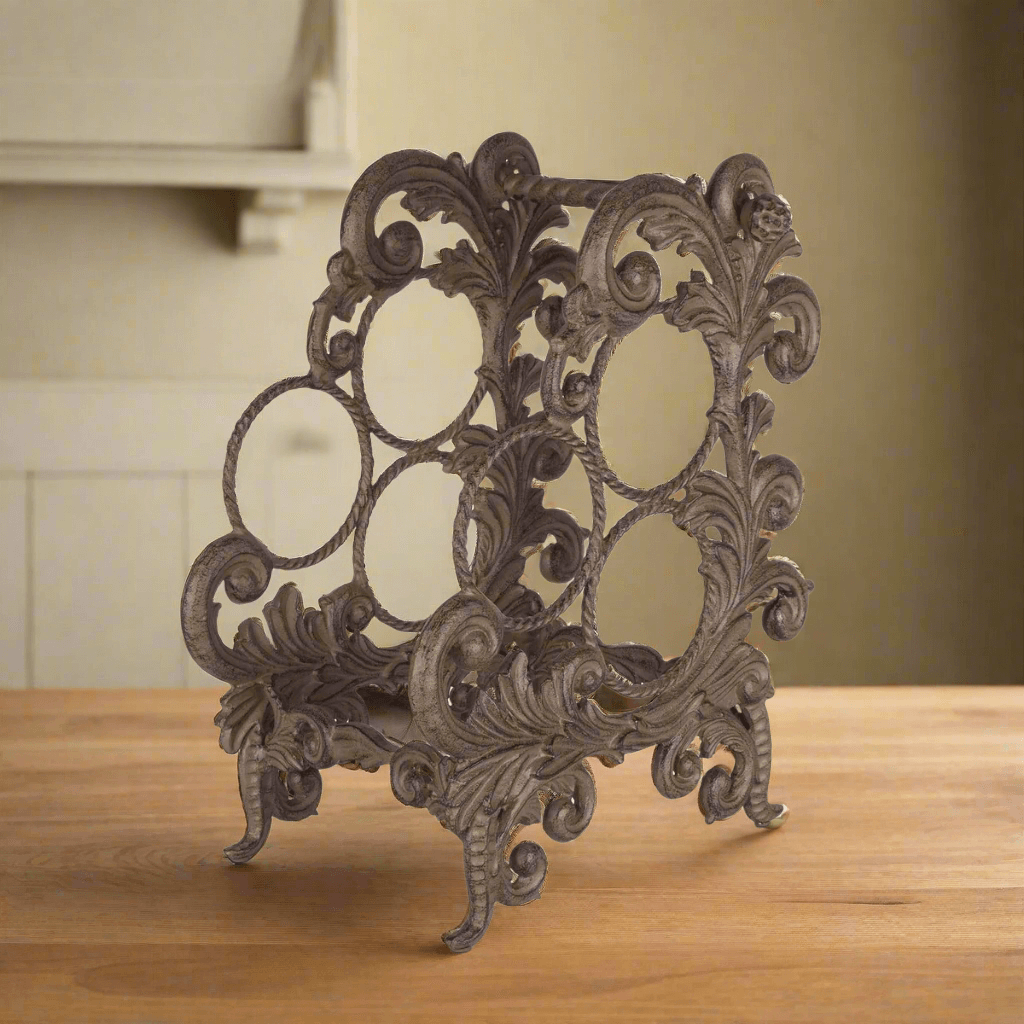 Vintage Acanthus Leaf Cast Aluminum Wine Rack