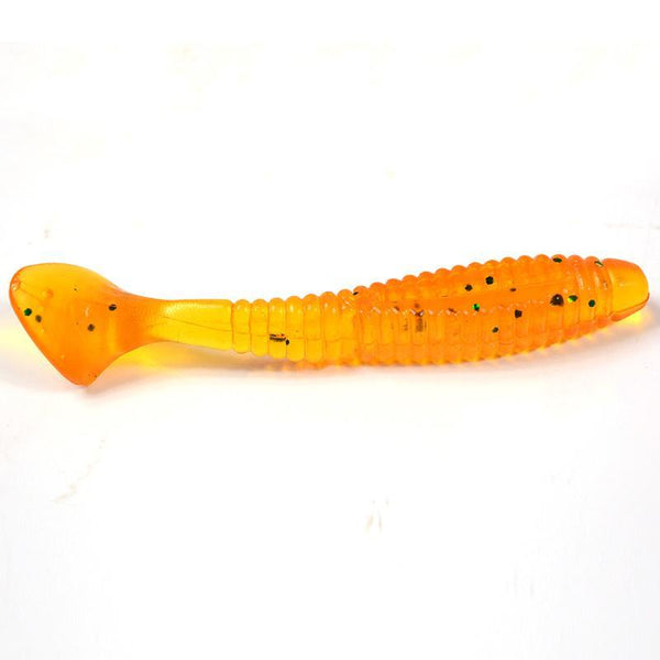 5Pcs/Bag 8cm 5.7g Silicone T Tail Brown Grub Worm Fishing Lure