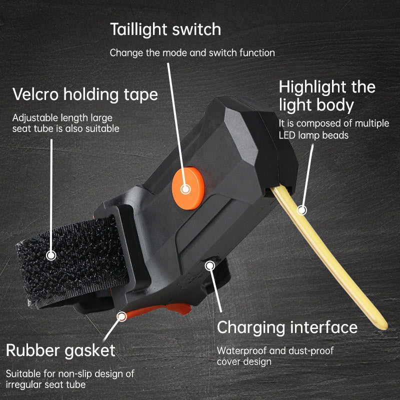 LED Bike Tail Light 6 Colors USB Charging Mountain Road Bike Light Portable Riding Equipment Running Water Light