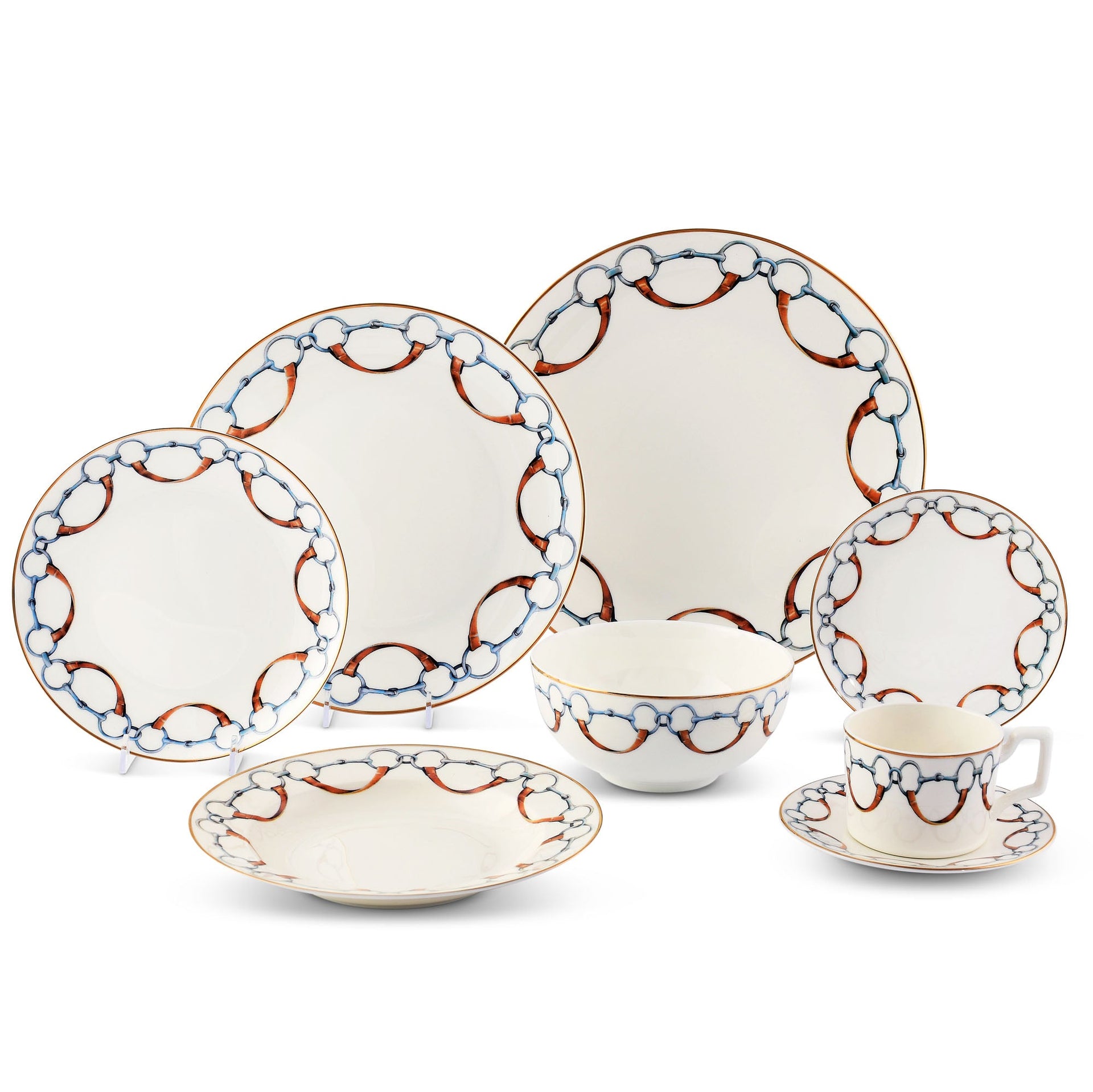 Equestrian Bone China Wellington Dinnerware - 8 pieces