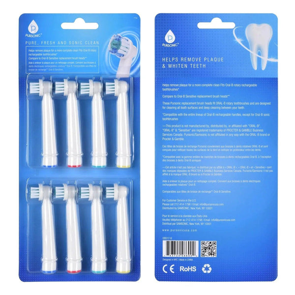 Pursonic 8 Pack Power Sensitive Replacement Brush Heads for Oral-B, 8 Count - Gifts for You 'n Me