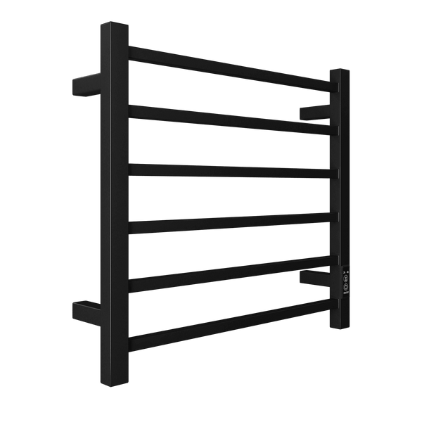 Towel Warmer 6 Bar Electric Heated Towel Rack Wall Mount Plug-in/Bath Towel Heater Matt-Black - Timer