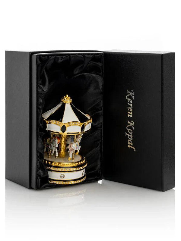 Black Musical Carousel with Spinning Royal Horses - Gifts for You 'n Me