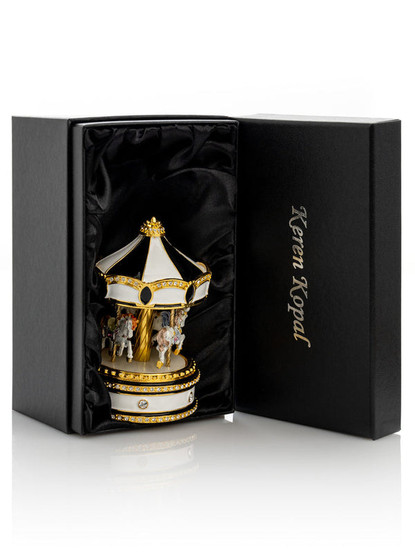 Black Musical Carousel with Spinning Royal Horses - Gifts for You 'n Me