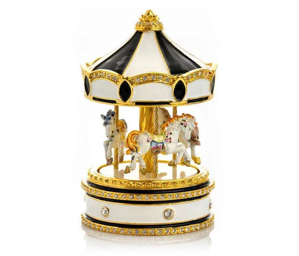 Black Musical Carousel with Spinning Royal Horses - Gifts for You 'n Me