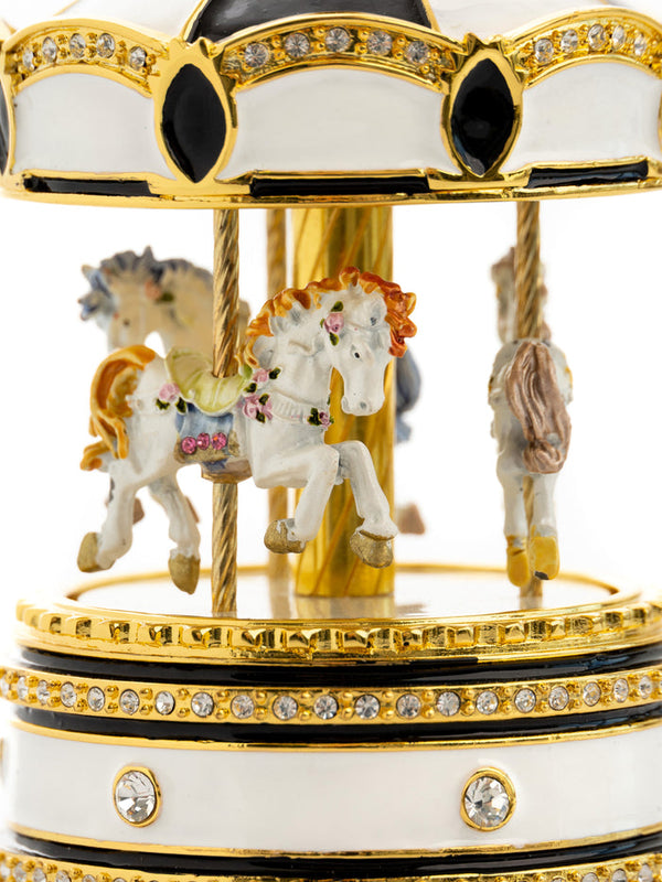 Black Musical Carousel with Spinning Royal Horses - Gifts for You 'n Me