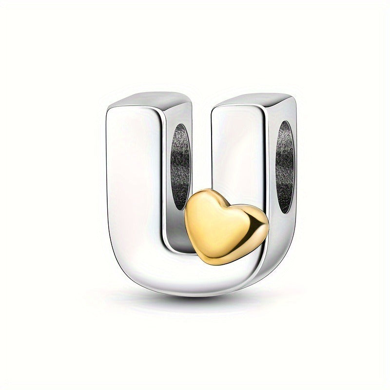 Copper Plated Silver English Letter Pendant Bead Bracelet Necklace Diy