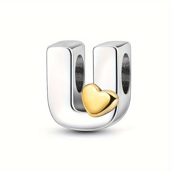 Copper Plated Silver English Letter Pendant Bead Bracelet Necklace Diy