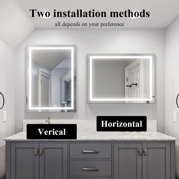 LED Bathroom Mirror 48x 36 Inch with lights, anti-Fog & Dimming Led Bathroom Vanity Mirror