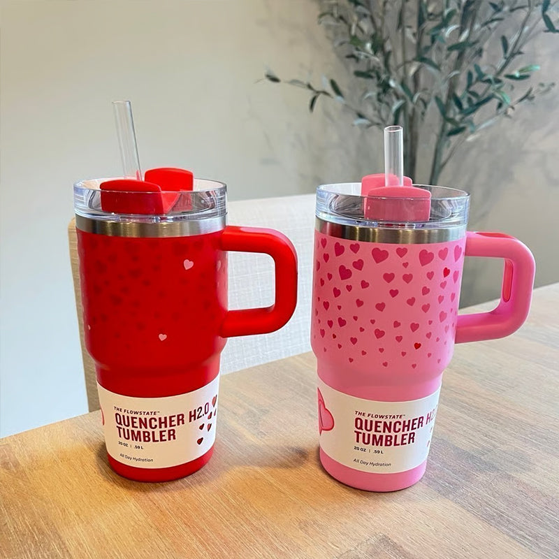 Valentine's Day - themed 5D - patterned love - heart thermos cup with cold - keeping function, made of 304 stainless steel