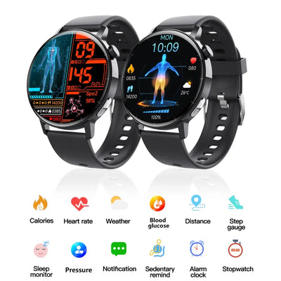 ECG monitor Smart Watch Non Invasive Blood Glucose Smart Watch with Blood Component Analysis