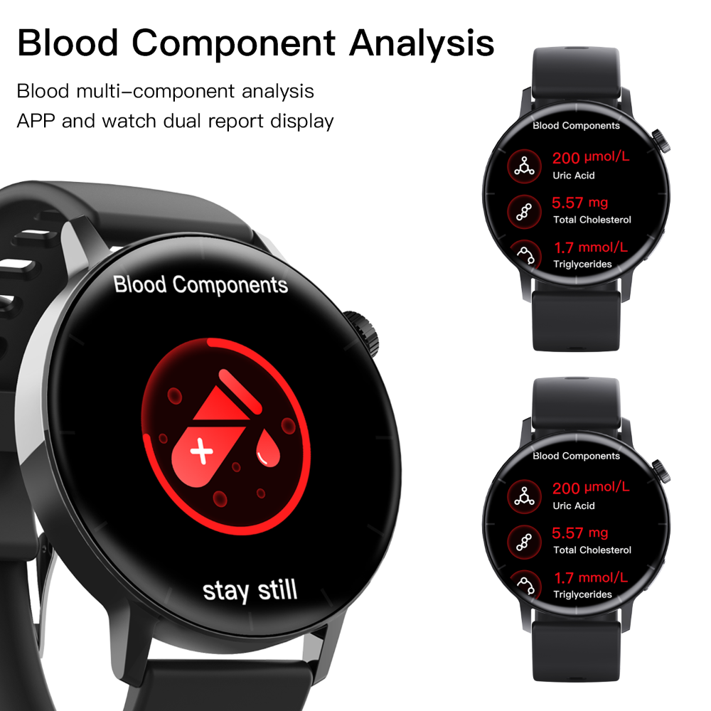 ECG monitor Smart Watch Non Invasive Blood Glucose Smart Watch with Blood Component Analysis