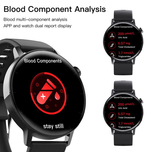 ECG monitor Smart Watch Non Invasive Blood Glucose Smart Watch with Blood Component Analysis