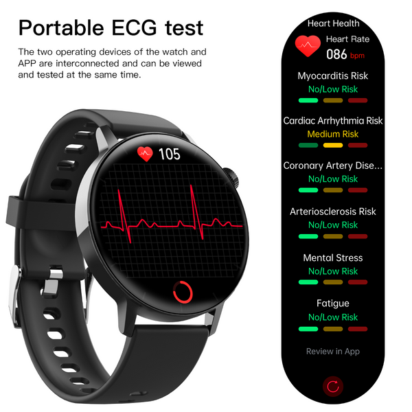 ECG monitor Smart Watch Non Invasive Blood Glucose Smart Watch with Blood Component Analysis