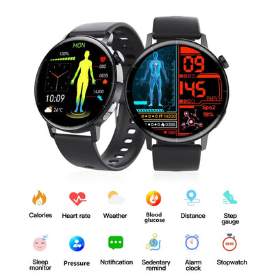 ECG monitor Smart Watch Non Invasive Blood Glucose Smart Watch with Blood Component Analysis