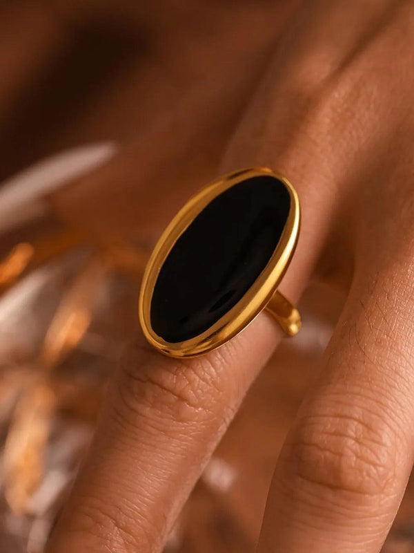 Elliptical Open Ring French Light Luxury Drip Oil Heavy Industry Casting Stainless Steel