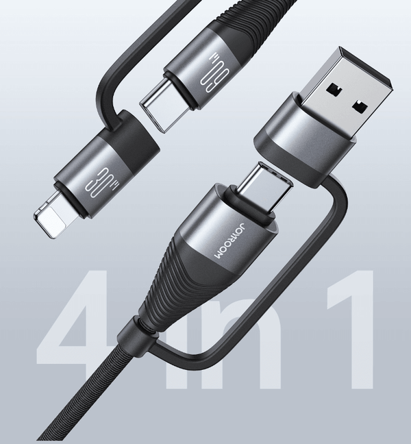 Aluminum alloy four in one data cable for mobile fast charging 60W high-power transmission data cable