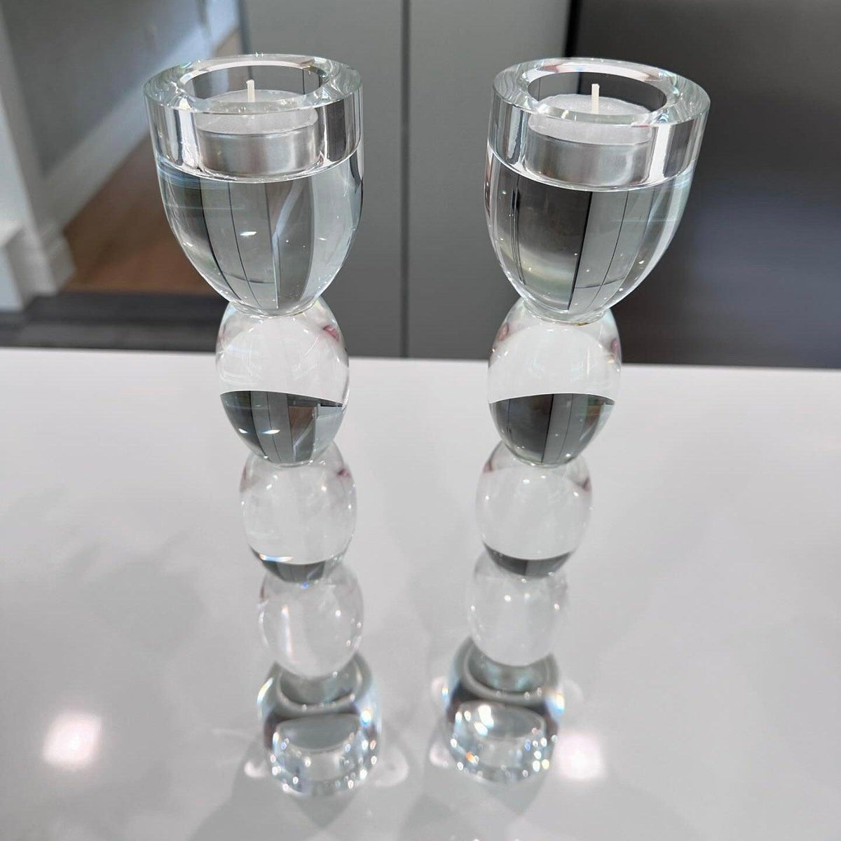 14” Oval Tealight Compatible Candlesticks
