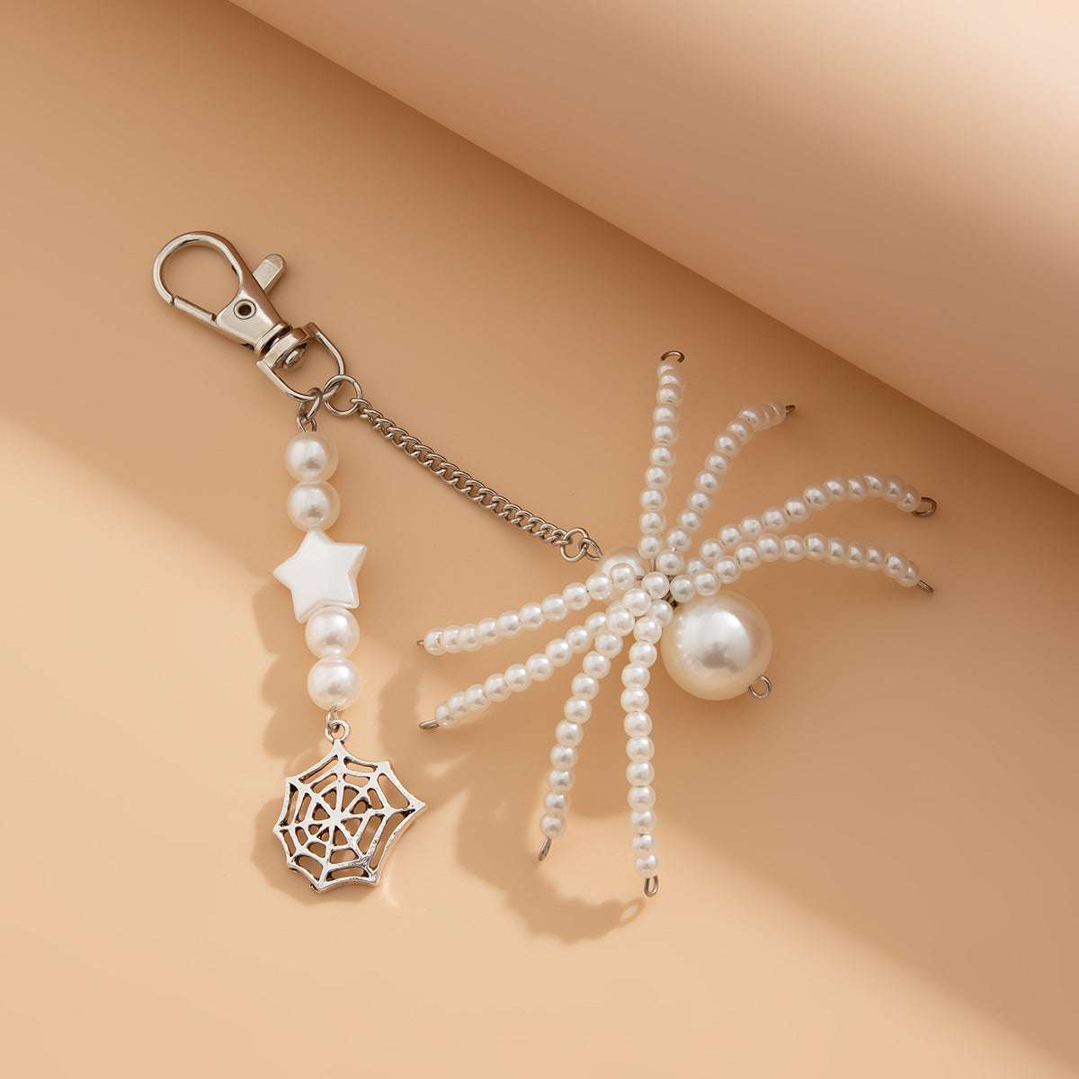 3-piece Sunflower Crystal Keychain White Pearl Weaving Spider Accessory Set