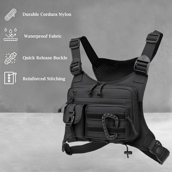 Men's Tactical Chest Bag - EDC Waterproof Anti-Theft Vest for Outdoor Cycling & Running