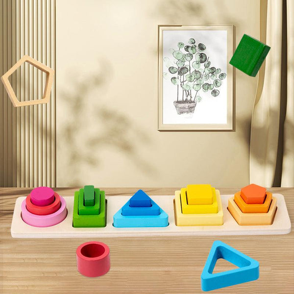 Geometric shape column matching assembly for children's enlightenment, boys and girls' early education puzzle toys, building blocks