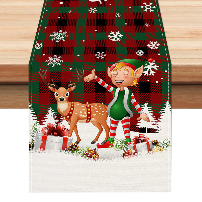 Christmas table flag holiday party restaurant decoration tablecloth linen checkered printed dining table tablecloth mat