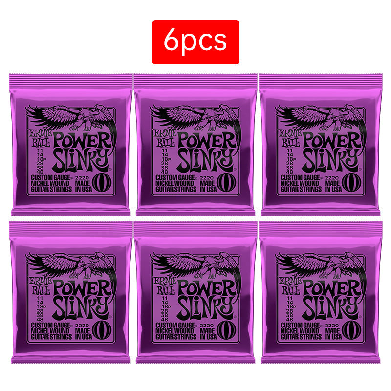 6 sets of Ernie Ball Slinky guitar strings (models 2003, 2215, 2223, 2221, nickel - wound) for electric & acoustic guitars