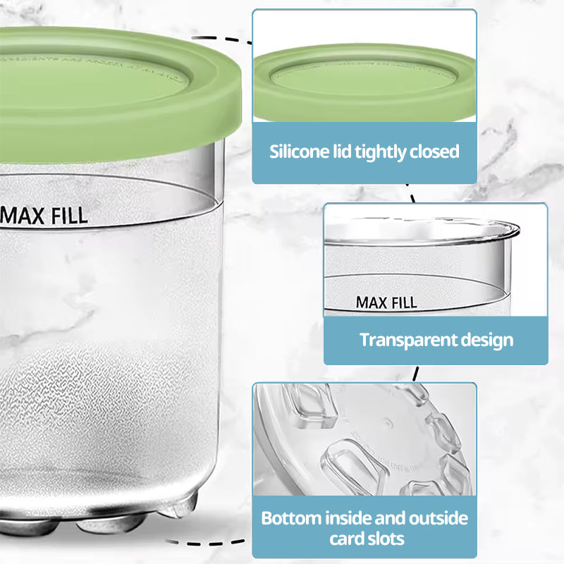 4-Pack Replacement Containers & Lids for Nin-ja Creami Deluxe Pints, 16oz, Compatible with NC299AMZ & NC300s, Original Grey