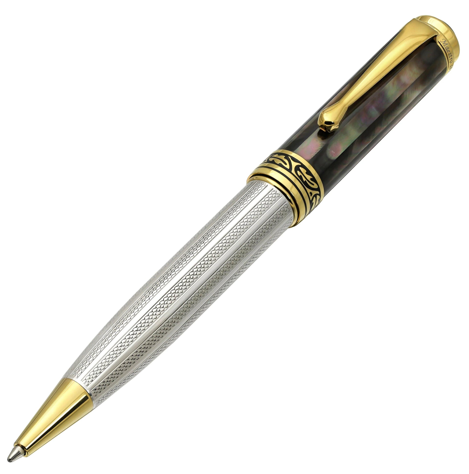 Maestro® 925 Sterling Silver Ballpoint Pen - Tahitian Black Mother of Pearl Cap - Gifts for You 'n Me