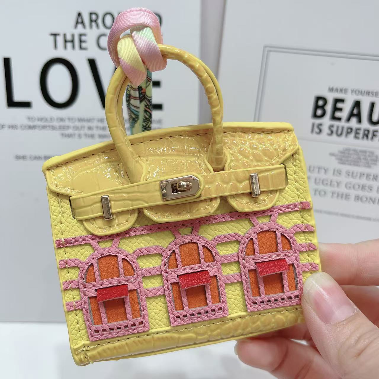 Small house bag mini window pendant headphone bag lipstick car key backpack backpack decoration