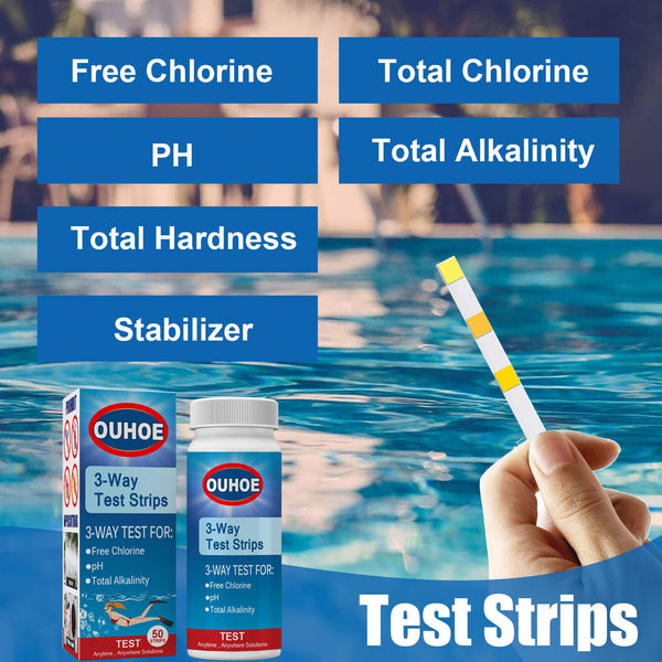 3-In-1 Ph Test, Paper Pool Water Quality Total Alkalinity Hardness Pool Clean Water Ph Test Strip