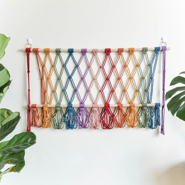 Creative wall decoration cotton rope woven mesh bag toy hammock storage tapestry