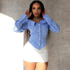 Off-the-Shoulder Waist-Cinching Slimming Top - Blue / S