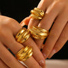 18K Gold-Plated Titanium Steel Open Ring - Gold / 8