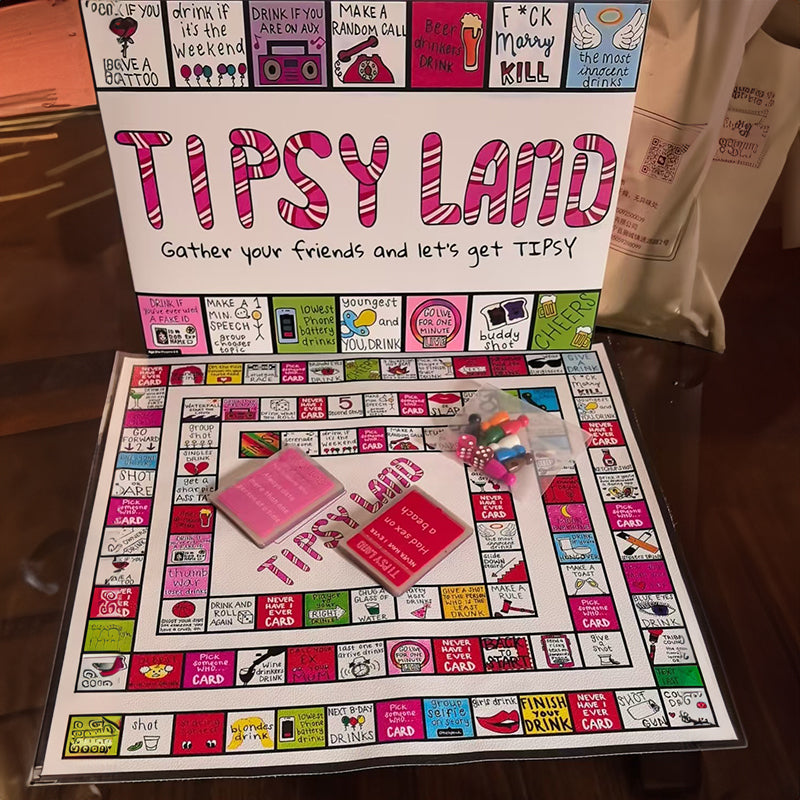 Tipsy Land Drinking Games: Interactive game for adult girls' nights, bachelorette & Halloween parties. For 2 - 8 players.