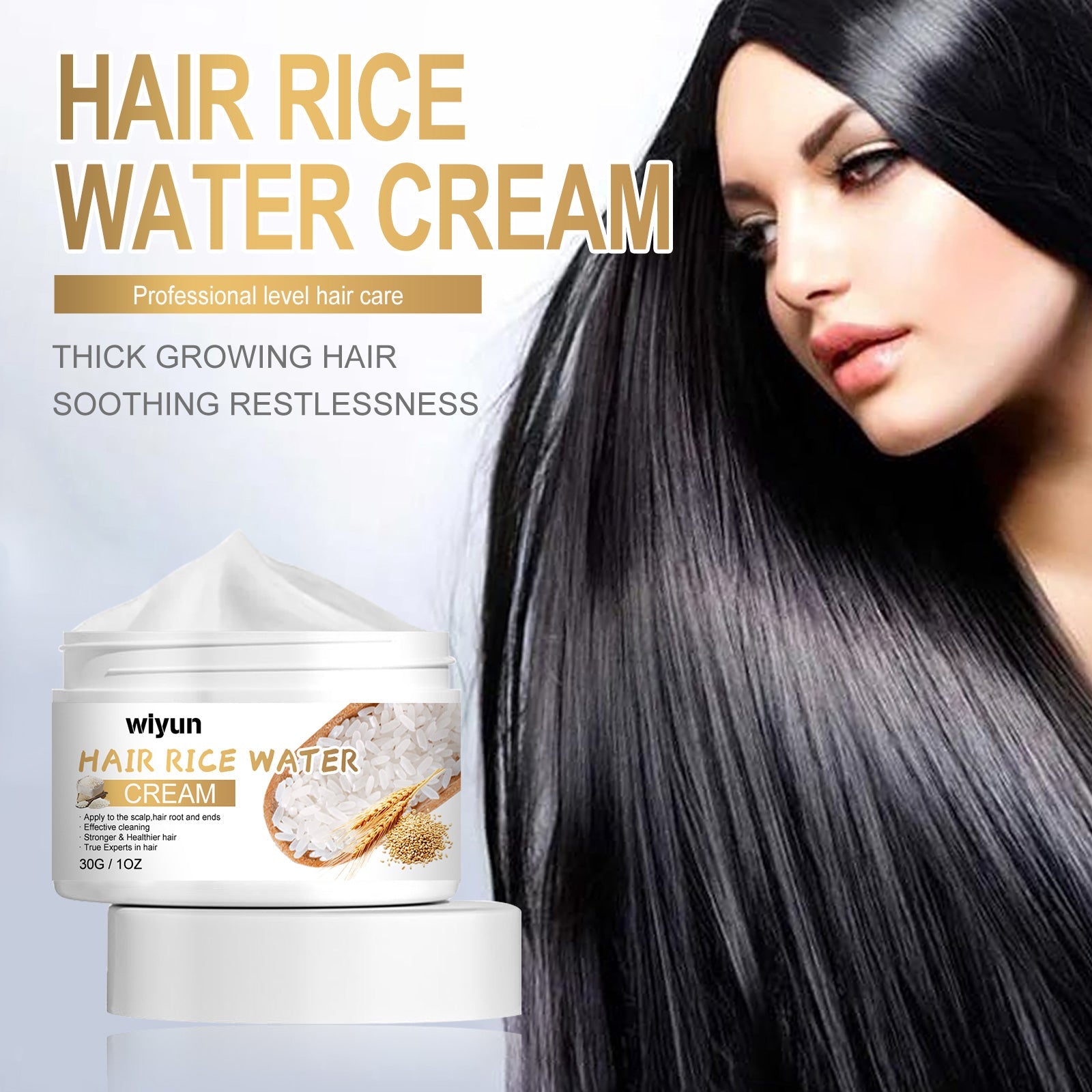 WIYUN Hair Rice Water Cream, Scalp Massage Hydrating And Moisturizing Hair Roots Repair Dry Hair Impetuous Smooth Hair Care