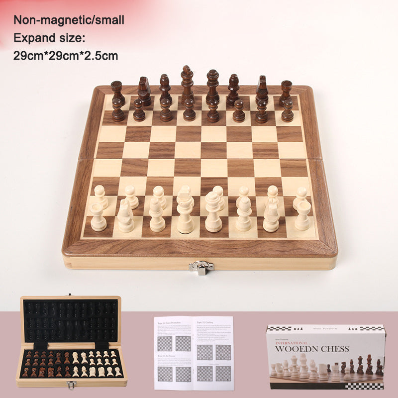 Magnetic Chess Folding Solid Wood Double Queen Set Chessboard Adult Board Game Children's Puzzle Toy