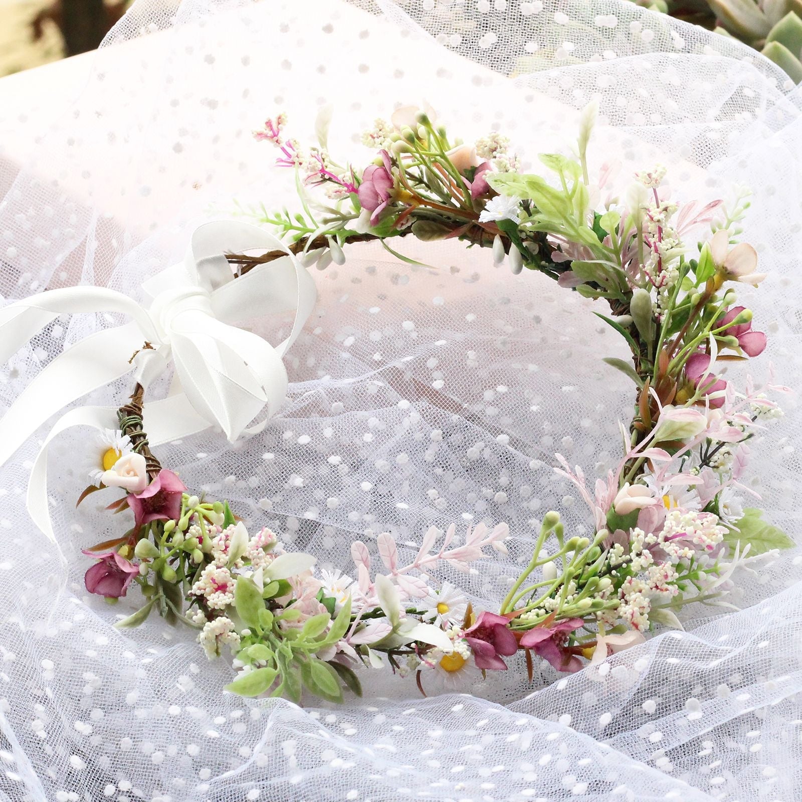 Bridal Flower Wreath Headpiece Original Simulation Starry Sky Water Grass Flower Crown Birthday Wedding Headflower Wreath