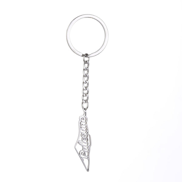 Israel Palestine Map Flag Drip Oil Stainless Steel Keychain Fashion Men's and Women's Stainless Steel Keys