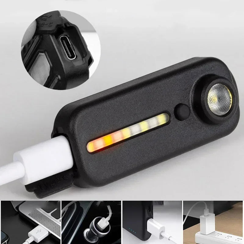 Mini LED Flashlight USB Rechargeable Bike Light Portable Pocket Flashlight Keychain Lamp Bicycle Taillight Flash Warning Light